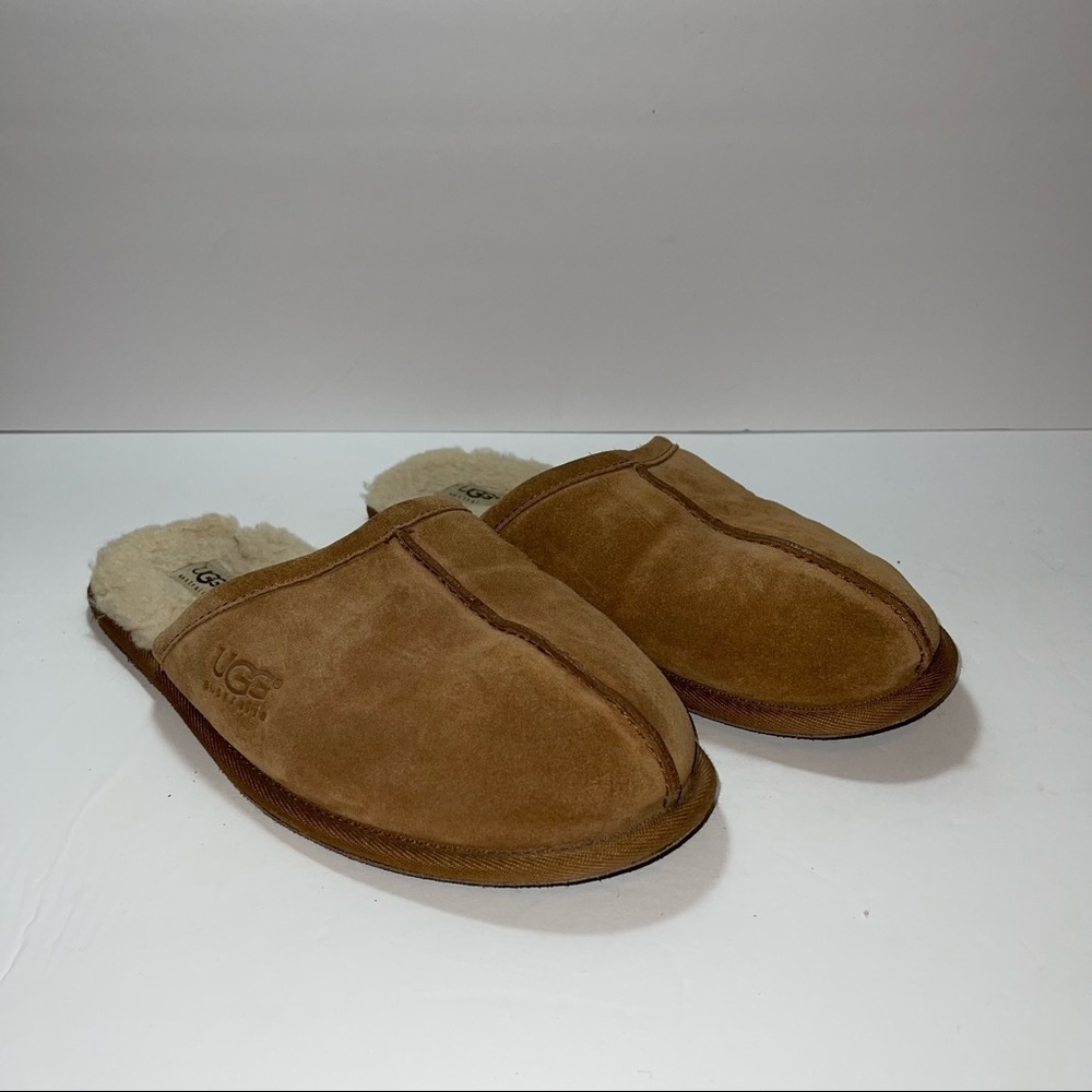UGG Scuff Men's Sheep Skin Suede Slip On Brown Slippers Size 10 - Picture 9 of 9